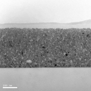 TEM image mesoporous tungsten oxide (WO3) nanocrystal film on silicon substrate