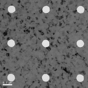 Bright field TEM image of drilled Nanohole in metal film